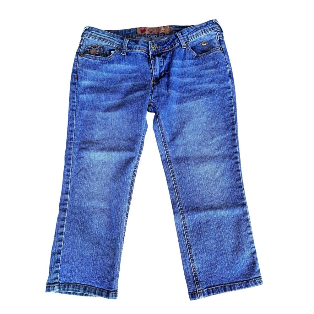 Apple Bottoms Jeans Womens 9/10 Low Rise Capri Y2K Blue Stretch Denim (32x20)